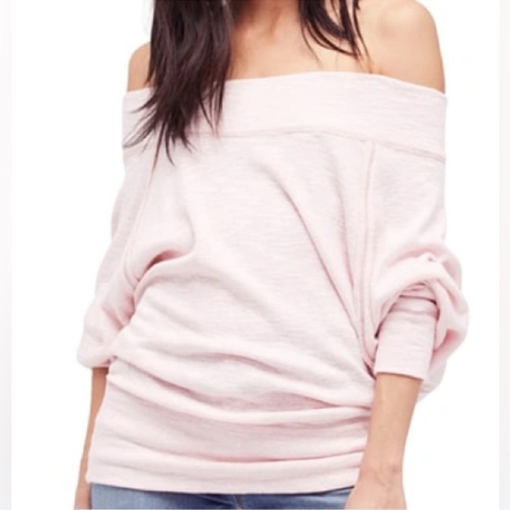 We The Free Palisades Off The Shoulder Sweater Top In Rose Pink